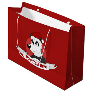 Christmas cartoon with cute panda bear large gift bag
