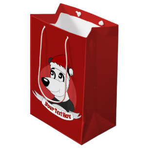 Christmas cartoon with cute panda bear medium gift bag