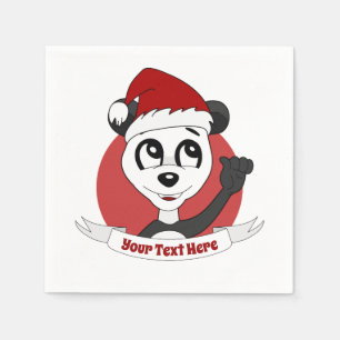 Christmas cartoon with cute panda bear napkins