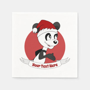 Christmas cartoon with cute panda bear napkins