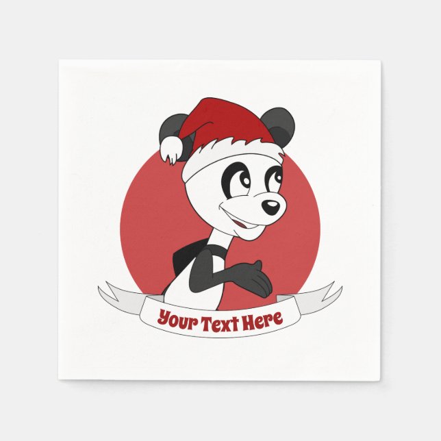 Christmas cartoon with cute panda bear napkins (Front)