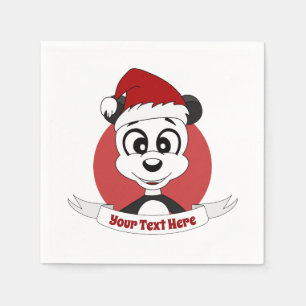 Christmas cartoon with cute panda bear napkins