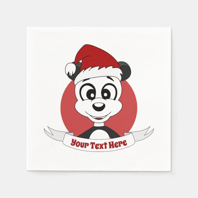 Christmas cartoon with cute panda bear napkins (Front)