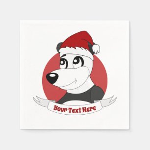 Christmas cartoon with cute panda bear napkins