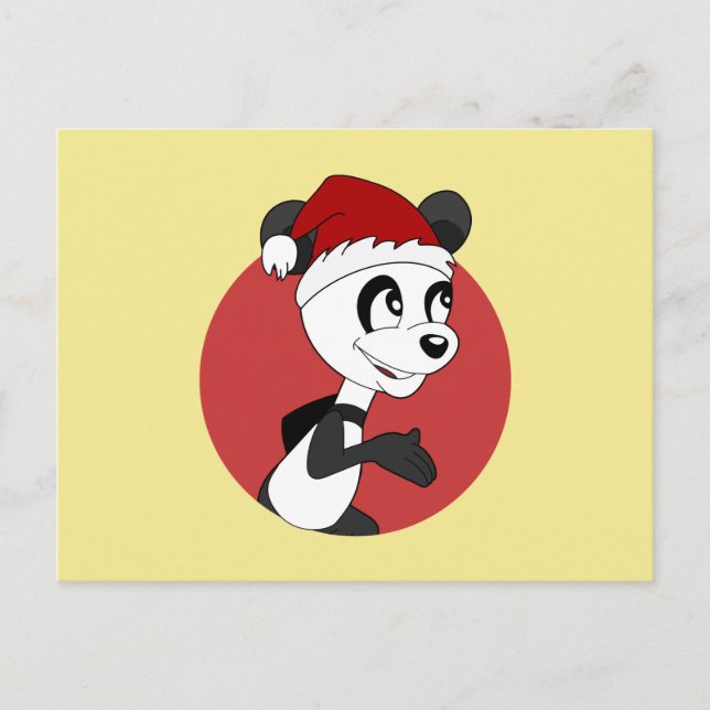 Christmas cartoon with cute panda bear postcard (Front)