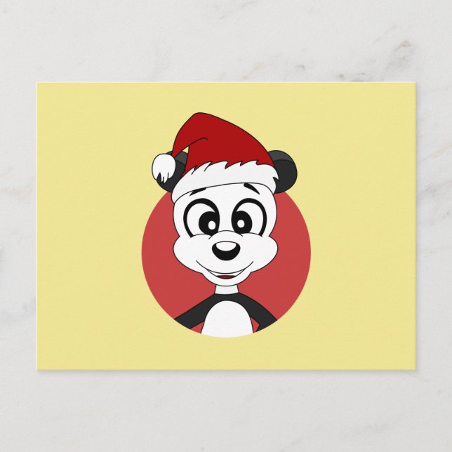 Christmas cartoon with cute panda bear postcard (Front)
