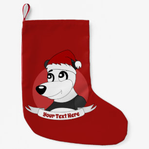 Christmas cartoon with cute panda bear small christmas stocking