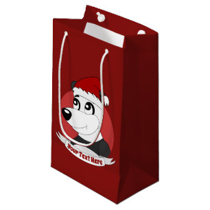 Christmas cartoon with cute panda bear small gift small gift bag