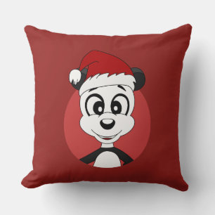 Christmas cartoon with cute panda bear throw pillo throw pillow