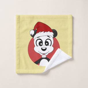 Christmas cartoon with cute panda bear wash cloth