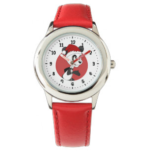 Christmas cartoon with cute panda bear watch