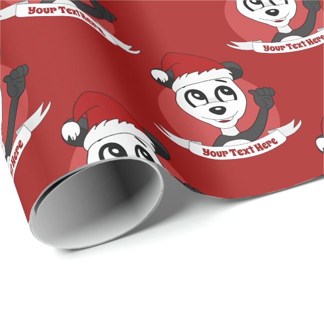 Christmas cartoon with cute panda bear wrapping pa paper (Roll Corner)