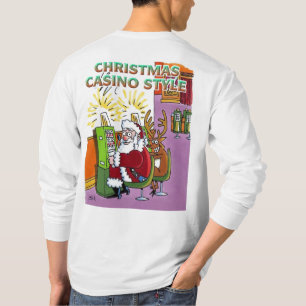 Christmas Casino Style white long slv shirt back