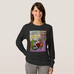 Christmas Casino Style women black long slv shirt