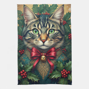 Christmas Cat 2024 Kitchen Towel