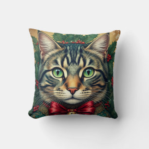 Christmas Cat 2024 Throw Pillow