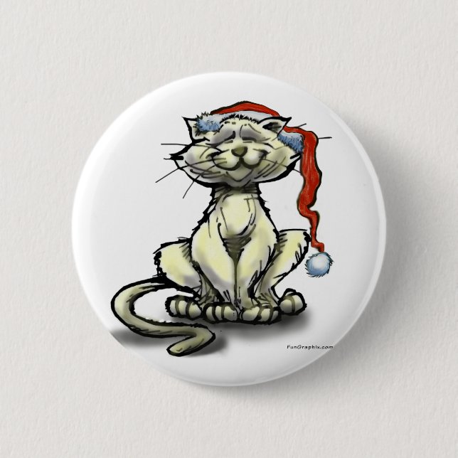 Christmas Cat 2 Inch Round Button (Front)
