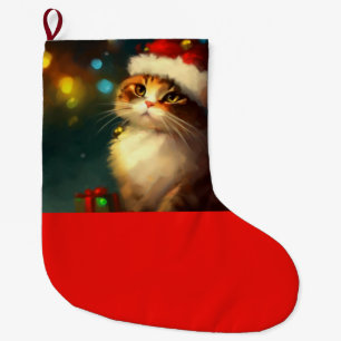 Christmas Cat 3 Large Christmas Stocking