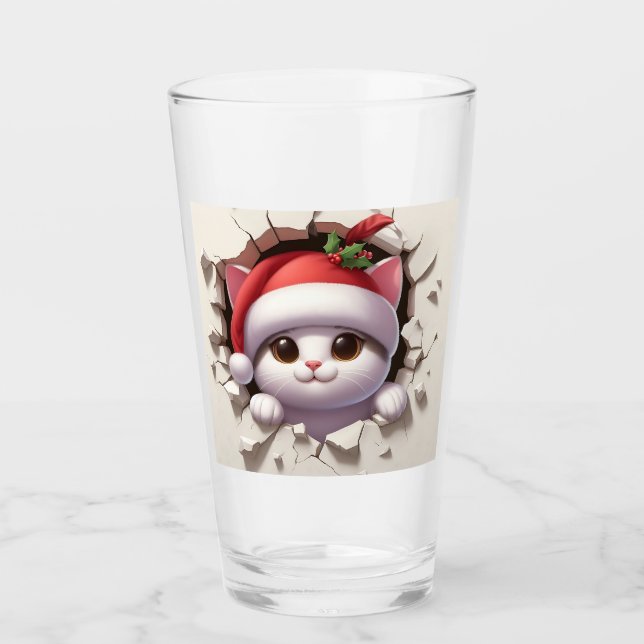 Christmas Cat 3D Glass (Front)