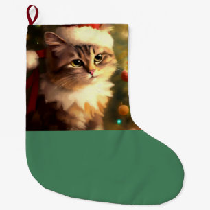 Christmas Cat 4 Large Christmas Stocking