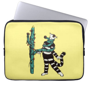 Christmas Cat And Cactus Weird Xmas Laptop Sleeve