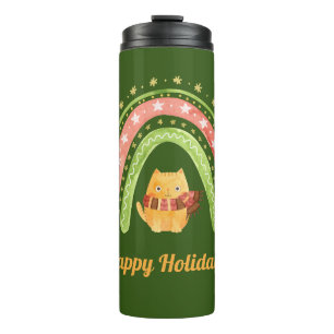 Christmas Cat And Rainbow Personalized Tumbler