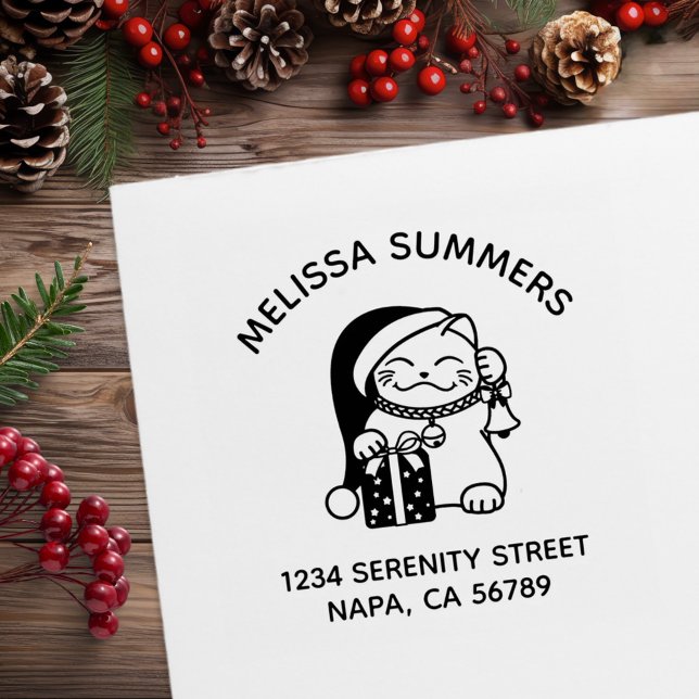 Christmas Cat Arch Address Rubber Stamp (Creator Uploaded)