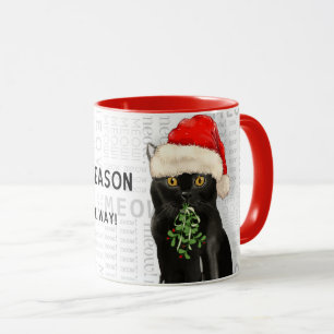 Christmas Cat Black Bombay Breed Mug