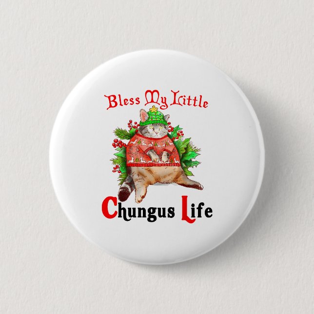 Christmas Cat Bless My Little Funny Cat Life Cat M 2 Inch Round Button (Front)