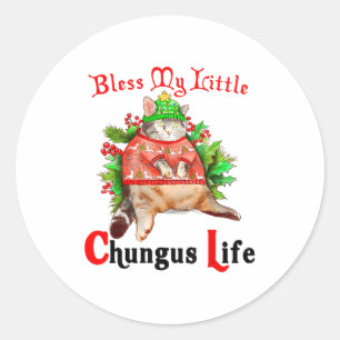 Christmas Cat Bless My Little Funny Cat Life Cat M Classic Round Sticker