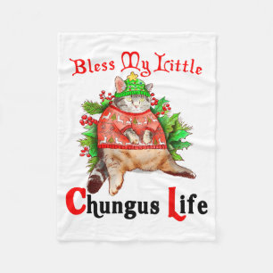 Christmas Cat Bless My Little Funny Cat Life Cat M Fleece Blanket