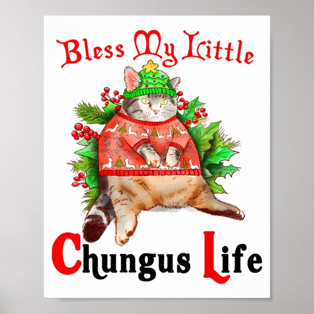 Christmas Cat Bless My Little Funny Cat Life Cat M Poster (Front)