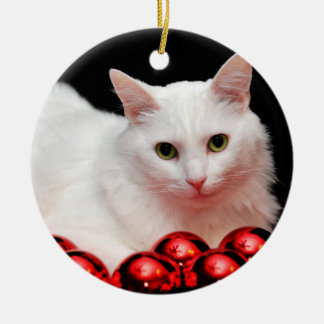 Christmas Cat Ceramic Ornament