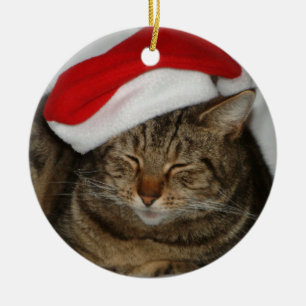 Christmas Cat Ceramic Ornament