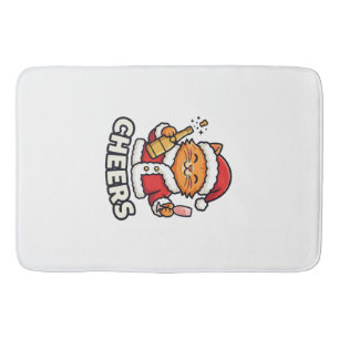 Christmas Cat Cheers Vector Design Bath Mat