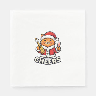 Christmas Cat Cheers Vector Design Napkin