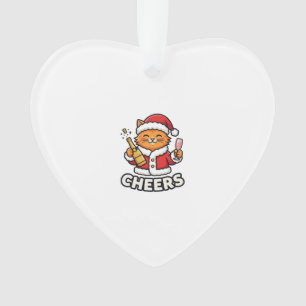 Christmas Cat Cheers Vector Design Ornament