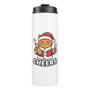 Christmas Cat Cheers Vector Design Thermal Tumbler