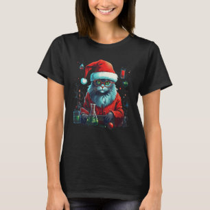 Christmas Cat Chemistry Science Xmas Holiday Funny T-Shirt