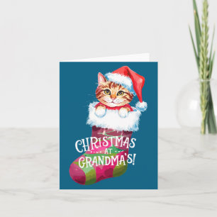 Christmas Cat _ Christmas At Grandma Cat _ Cute Ca Card