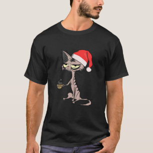 Christmas Cat Coffee Cat With Christmas Hat And Co T-Shirt