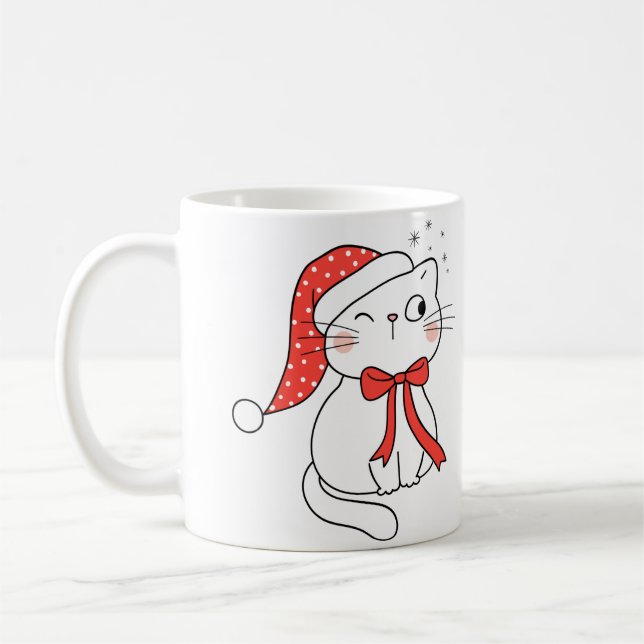 Christmas Cat Coffee Mug (Left)