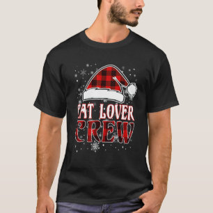 Christmas Cat Crew Buffalo Red Plaid Pyjamas Famil T-Shirt
