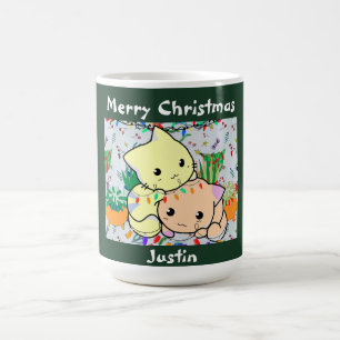 christmas cat cute, customize personalized text  coffee mug