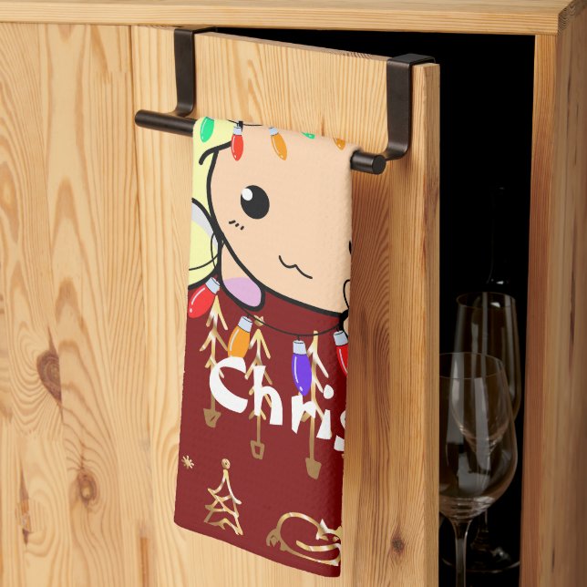 christmas cat cute, customize personalized text kitchen towel (Thirds Fold)