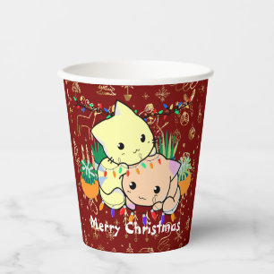 christmas cat cute, customize personalized text paper cups