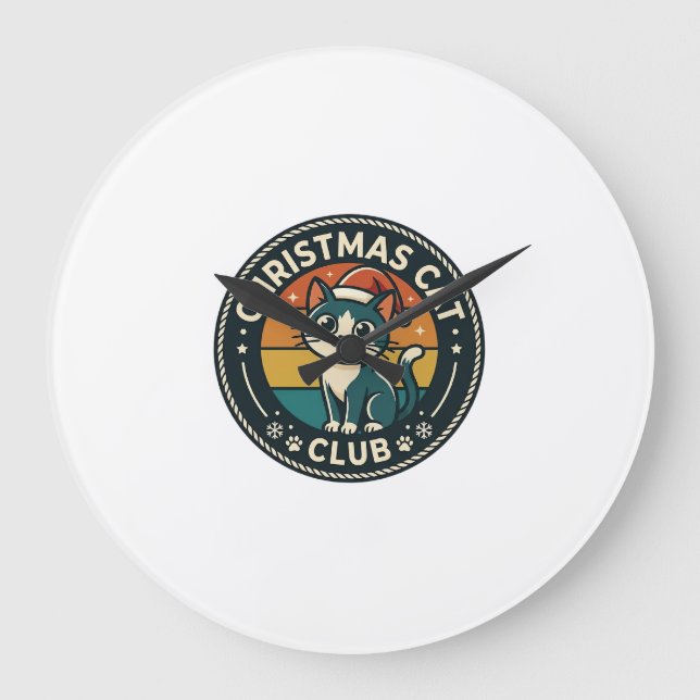 Christmas Cat Cute Kitty Design - Christmas Cat Cl Large Clock (Front)