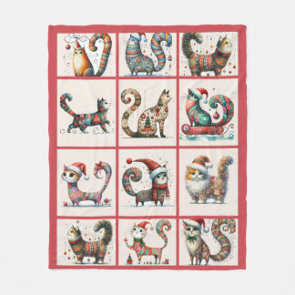 Christmas Cat Fleece Blanket