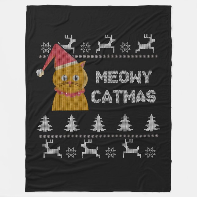 Christmas Cat Fleece Blanket (Front)