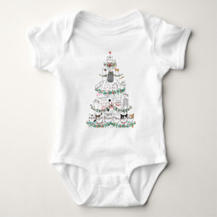 Christmas Cat Funny Tree Funny  Baby Bodysuit